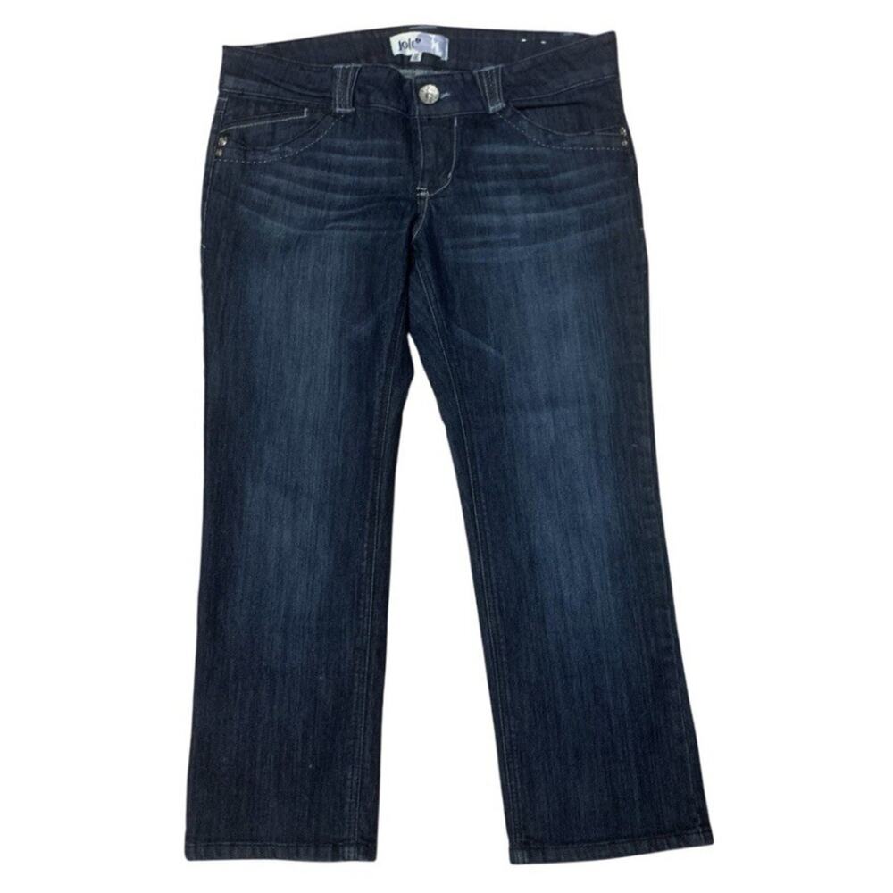 Jolt Jeans Womens Sz 13 Low Rise Crop Jeans Dark Wash Y2K Embroidered Pocket